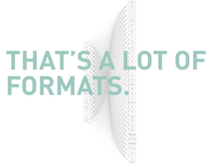 THAT’S A LOT OF 
FORMATS. 
 