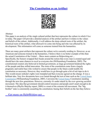 Artifact Paper Example Artifact Artifacts | PDF