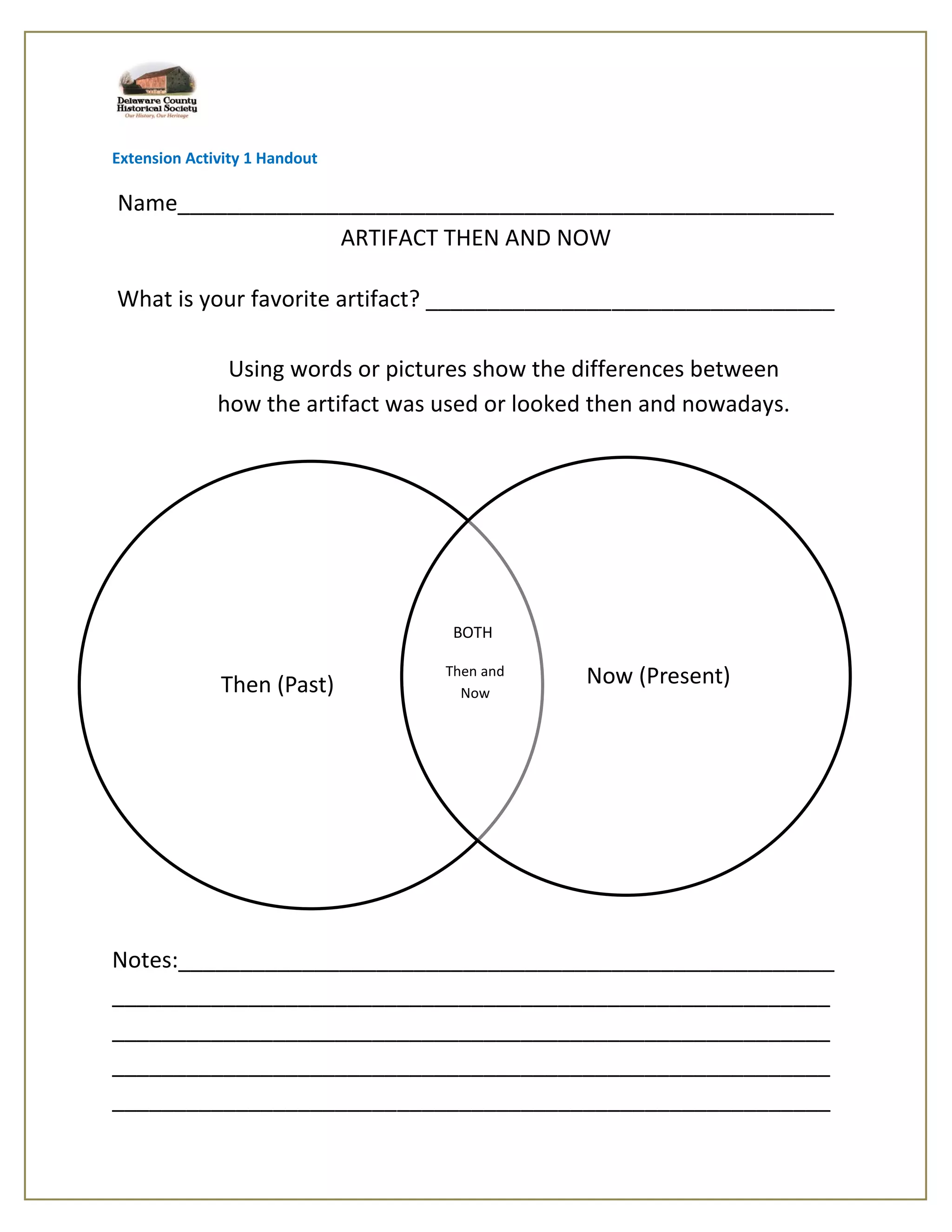 Artifact Lesson Plan Gr 1a Pdf