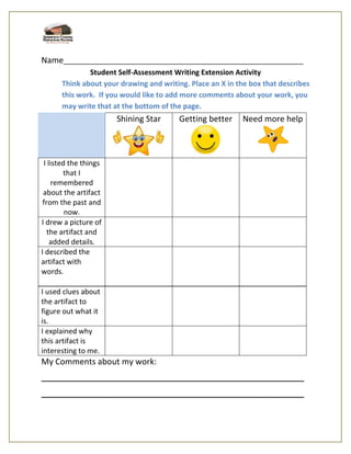 Artifact lesson plan gr. 1a | PDF