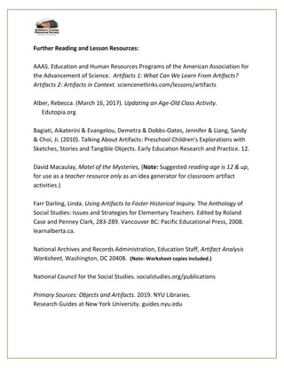 Lessani P Artifact lesson plan gr. 1a | PDF