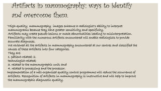 Basics concert of Artifacts of mammography | PPTX