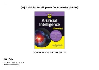 Artificial Intelligence for Dummies [READ]