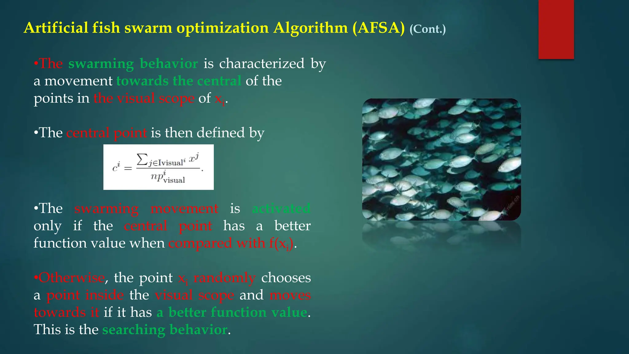 Artificial Fish Swarm Algorithm (Swarm Intelligence) | PPT