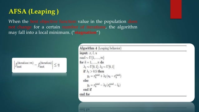 Artificial Fish Swarm Algorithm (Swarm Intelligence) | PPT