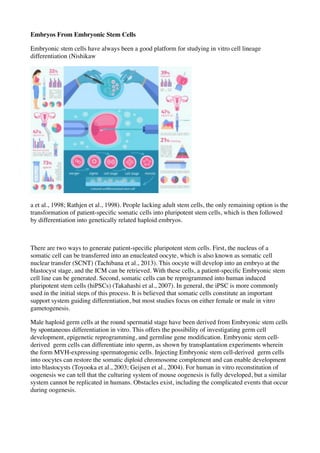 Artificial gamete and embryo from stem cells | PDF