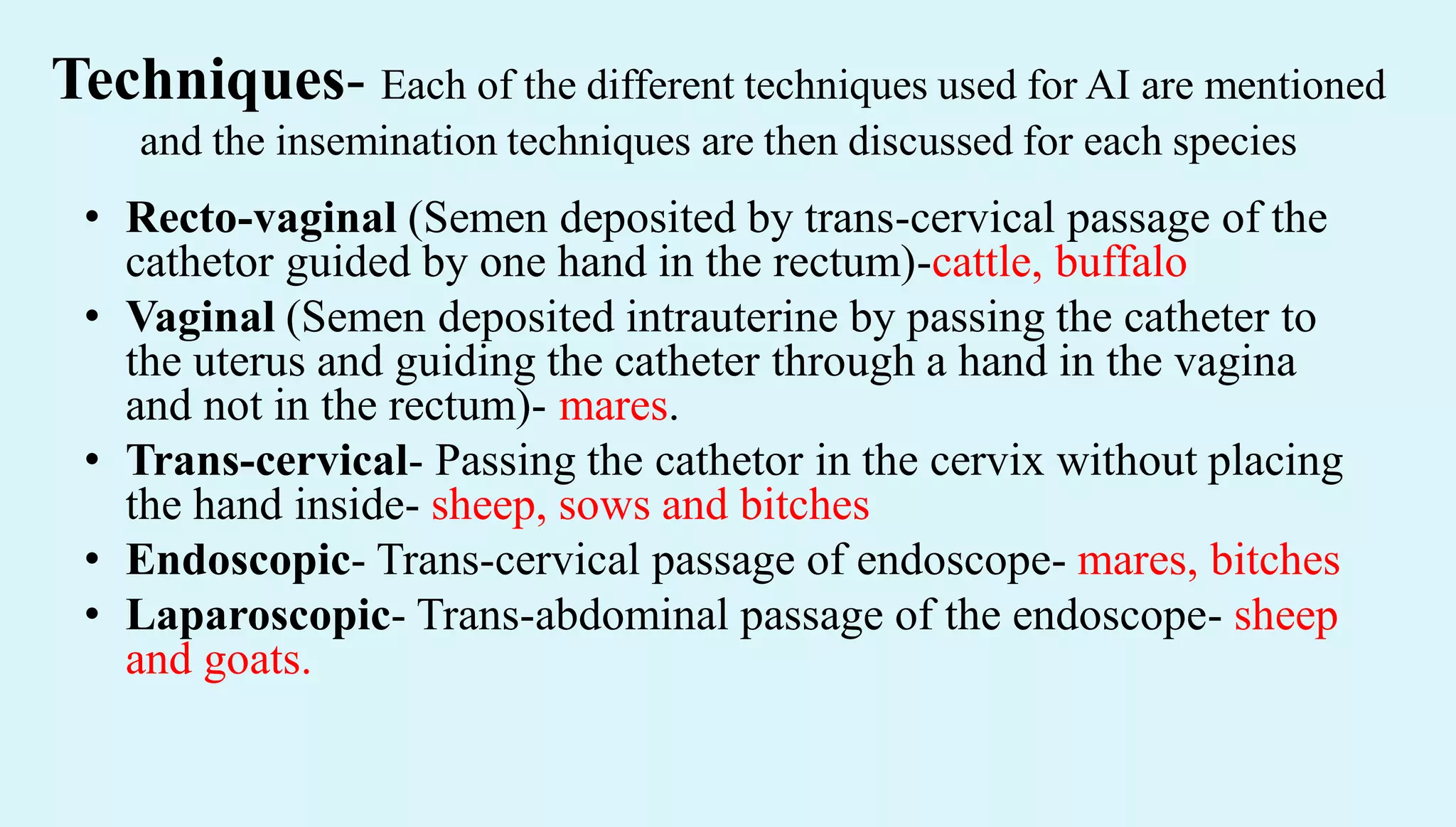 Artificial insemination techniques in farm and pet animals | PDF