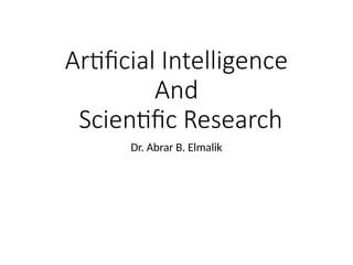 Artificial Intelligence in Scientific Research | PPTX