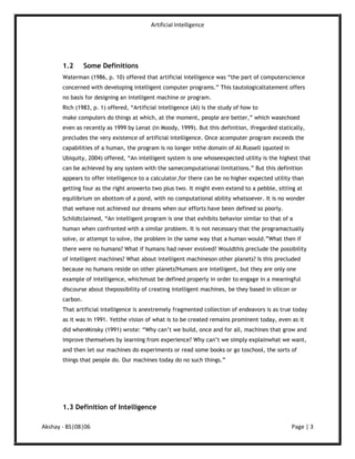 Defining Artificial Intelligence