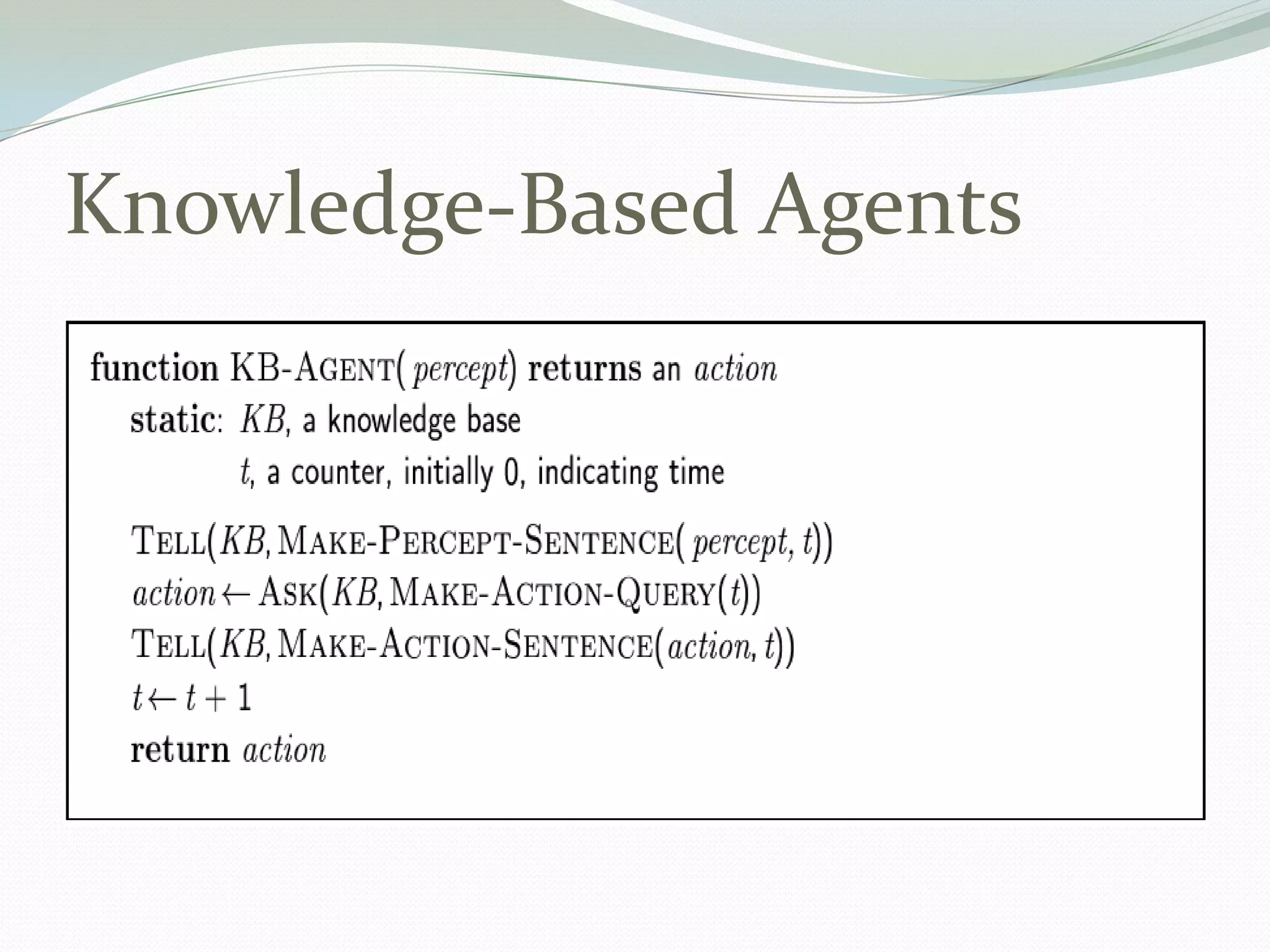 Knowledge-Based Agents
 