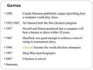 First Ai Program Checkers Artificial intelligence | PPT