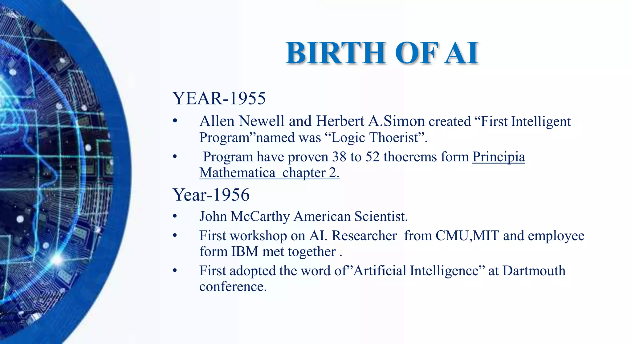 First Ai Programmers Artificial intelligence /Robotics | PPTX | Technology Industry | Industries