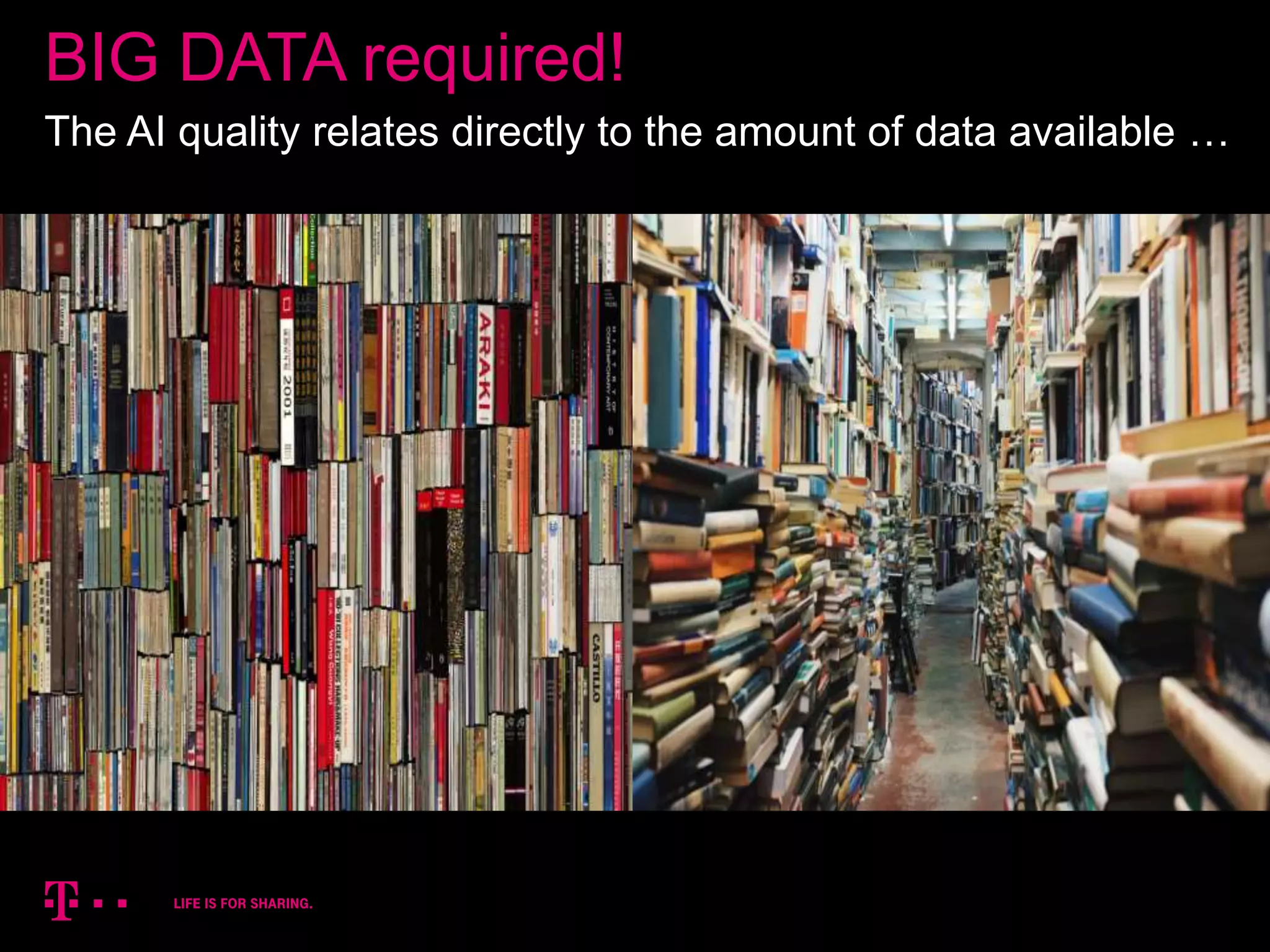 18
BIG DATA required!
The AI quality relates directly to the amount of data available …
 