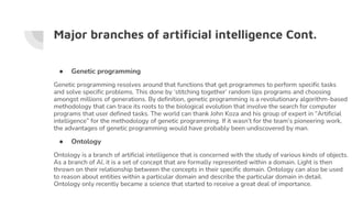 Major branches of artificial intelligence Cont.
● Genetic programming
Genetic programming resolves around that functions t...