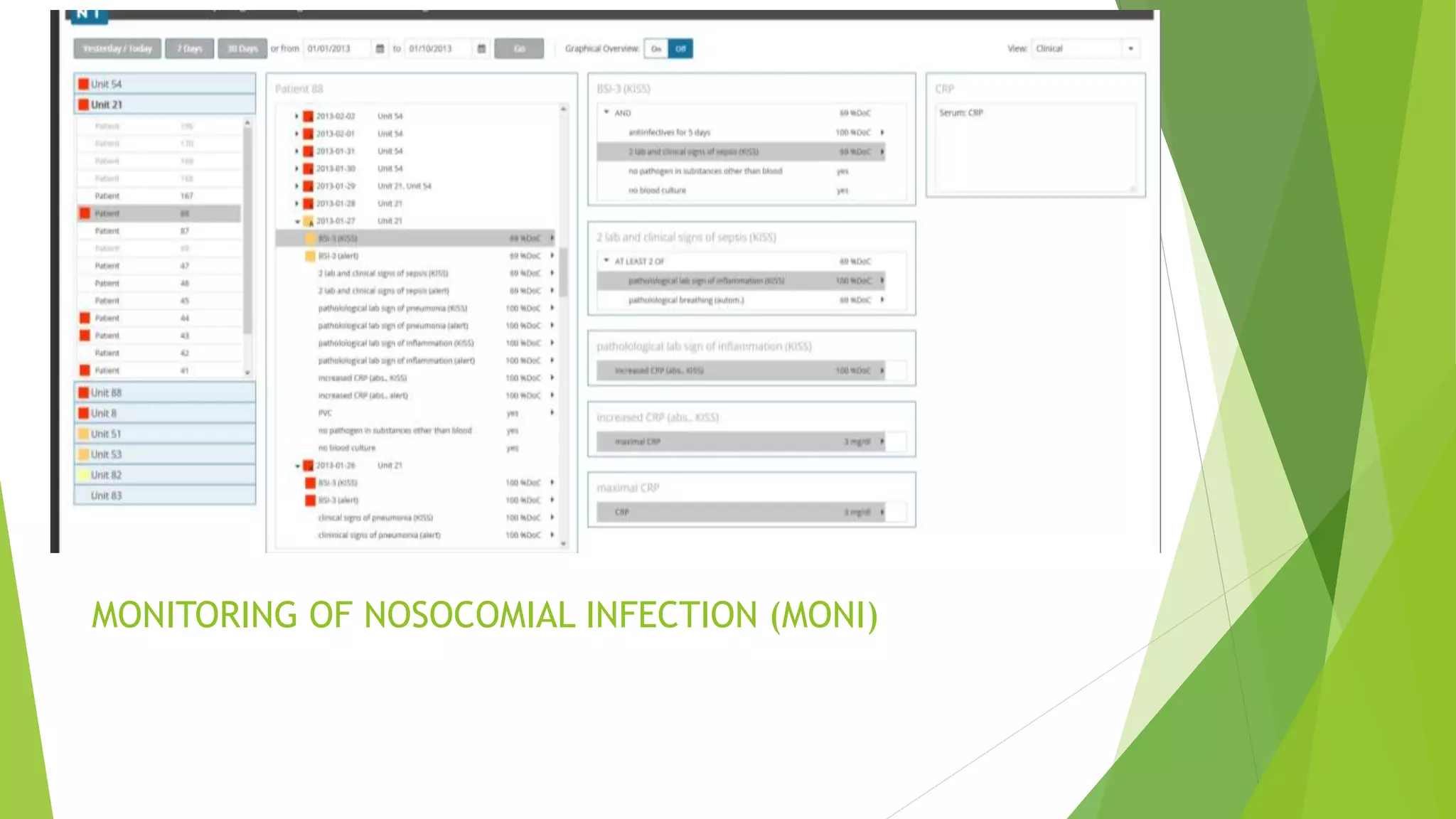 MONITORING OF NOSOCOMIAL INFECTION (MONI)
 