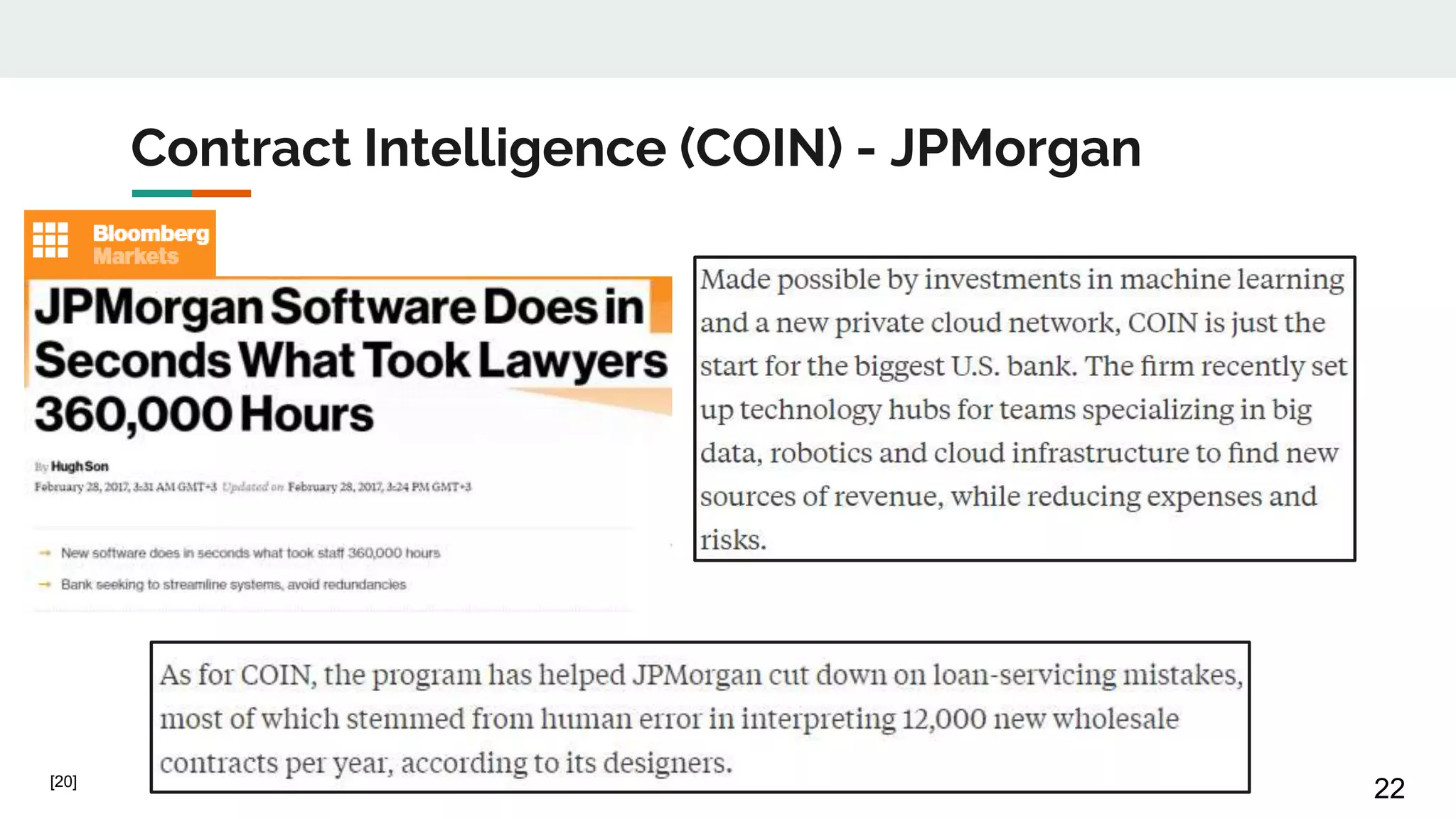 Contract Intelligence (COIN) - JPMorgan
22[20]
 