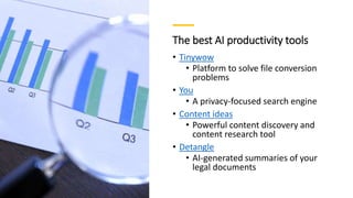 Artificial Intelligence (AI) Productivity Tools for School and Office | PDF