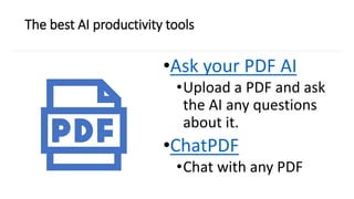 Artificial Intelligence (AI) Productivity Tools for School and Office | PDF