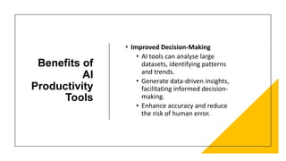 Artificial Intelligence (AI) Productivity Tools for School and Office | PDF