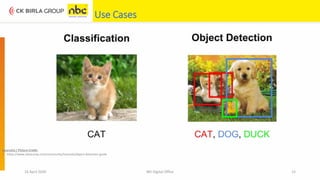 16 April 2020 NEI Digital Office 15
Use Cases
Source(s) / Picture Credit:
• https://www.datacamp.com/community/tutorials/object-detection-guide
 