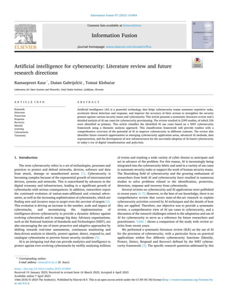 Artificial intelligence for cybersecurity_ Literature review and future ...