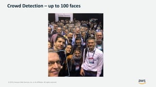 © 2019, Amazon Web Services, Inc. or its Affiliates. All rights reserved.
Crowd Detection – up to 100 faces
 