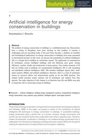 Artificial Intelligence For Energy Conservation In Buildings | PDF