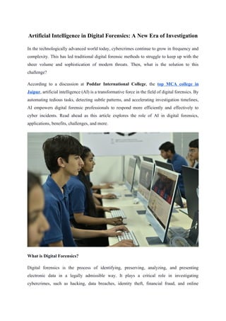 Artificial Intelligence in Digital Forensics A New Era of Investigation ...