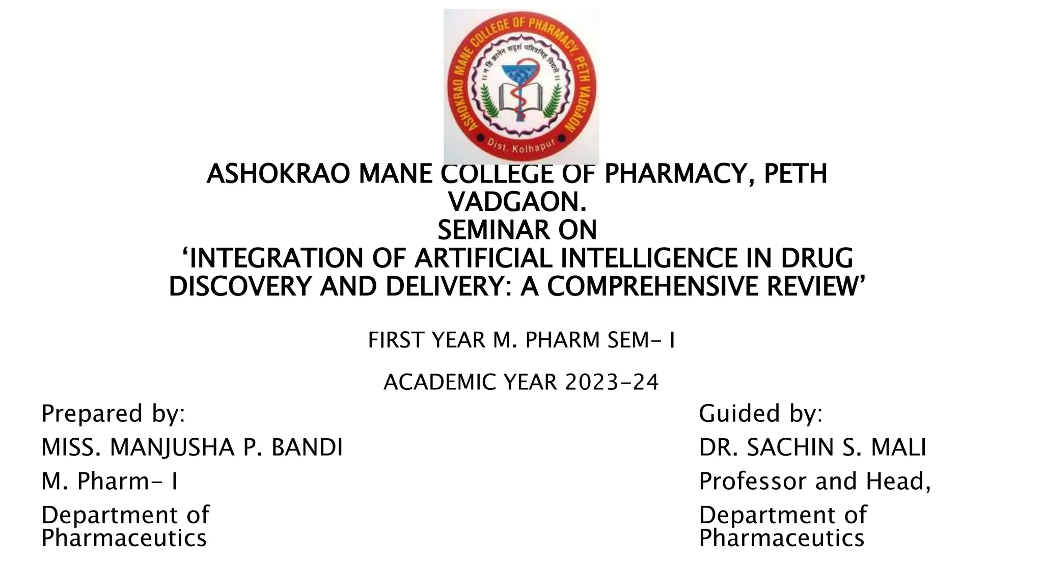 Artificial intelligence in Drug discovery and delivery.pptx