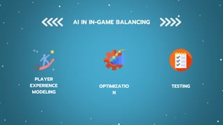 AI IN IN-GAME BALANCING
PLAYER
EXPERIENCE
MODELING
OPTIMIZATIO
N
TESTING
 