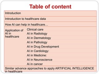 Artificial intelligence in healthcare | PPTX