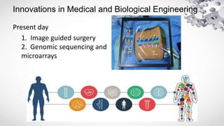 Innovations in Medical and Biological Engineering
Present day
1. Image guided surgery
2. Genomic sequencing and
microarrays
 