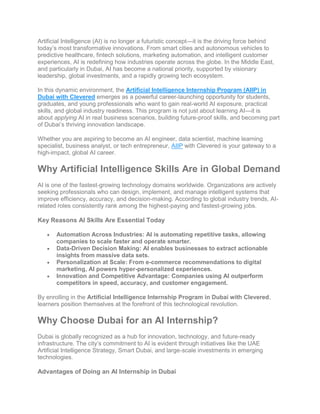 Artificial Intelligence Internship Program (AIIP) in Dubai with ...