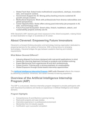 Artificial Intelligence Internship Program (AIIP) in Dubai with ...