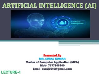Presented By
MR. SURAJ KUMAR
Master of Computer Application (MCA)
Mob- 7677308200
Email- suraj0616@gmail.com
LECTURE-1
 