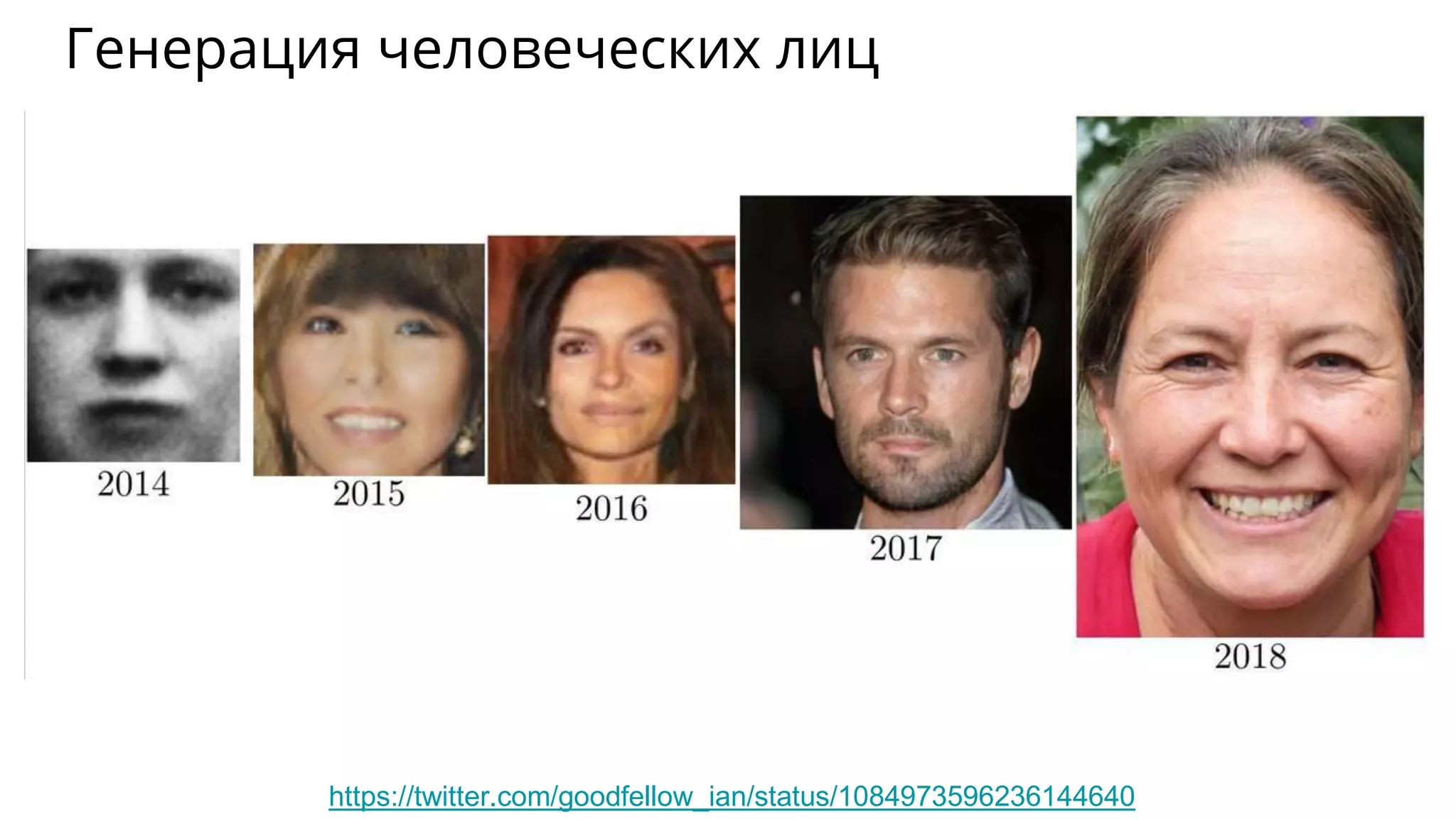 Генерация человеческих лиц
https://twitter.com/goodfellow_ian/status/1084973596236144640
 