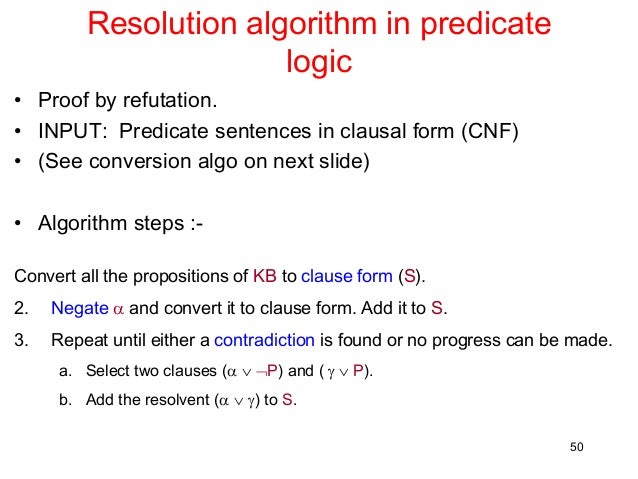artificial intelligence predicate logic Cis587 - artificial intelligence logical inference in fol according to predicate symbols they include 2 cis587 - artificial intelligence table-based indexing of kbs. artificial intelligence predicate logic Cis587 - artificial intelligence logical inference in fol according to predicate symbols they include 2 cis587 - artificial intelligence table-based indexing of kbs.
