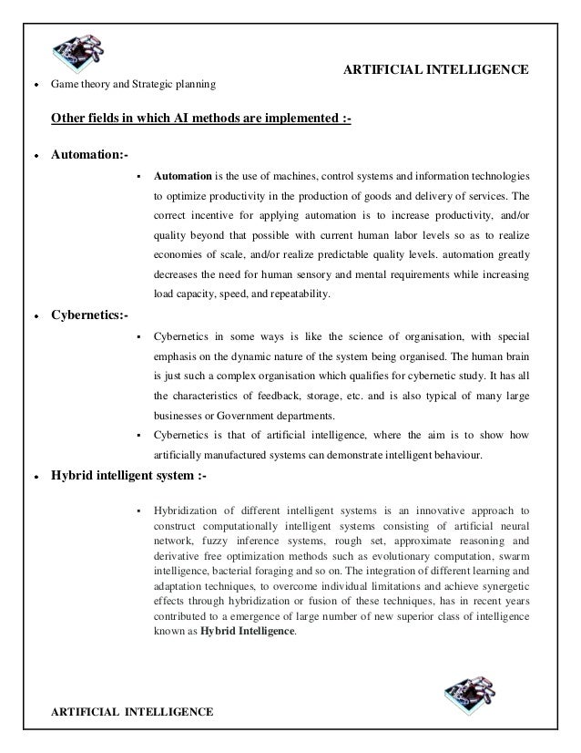 Artificial intelligence report