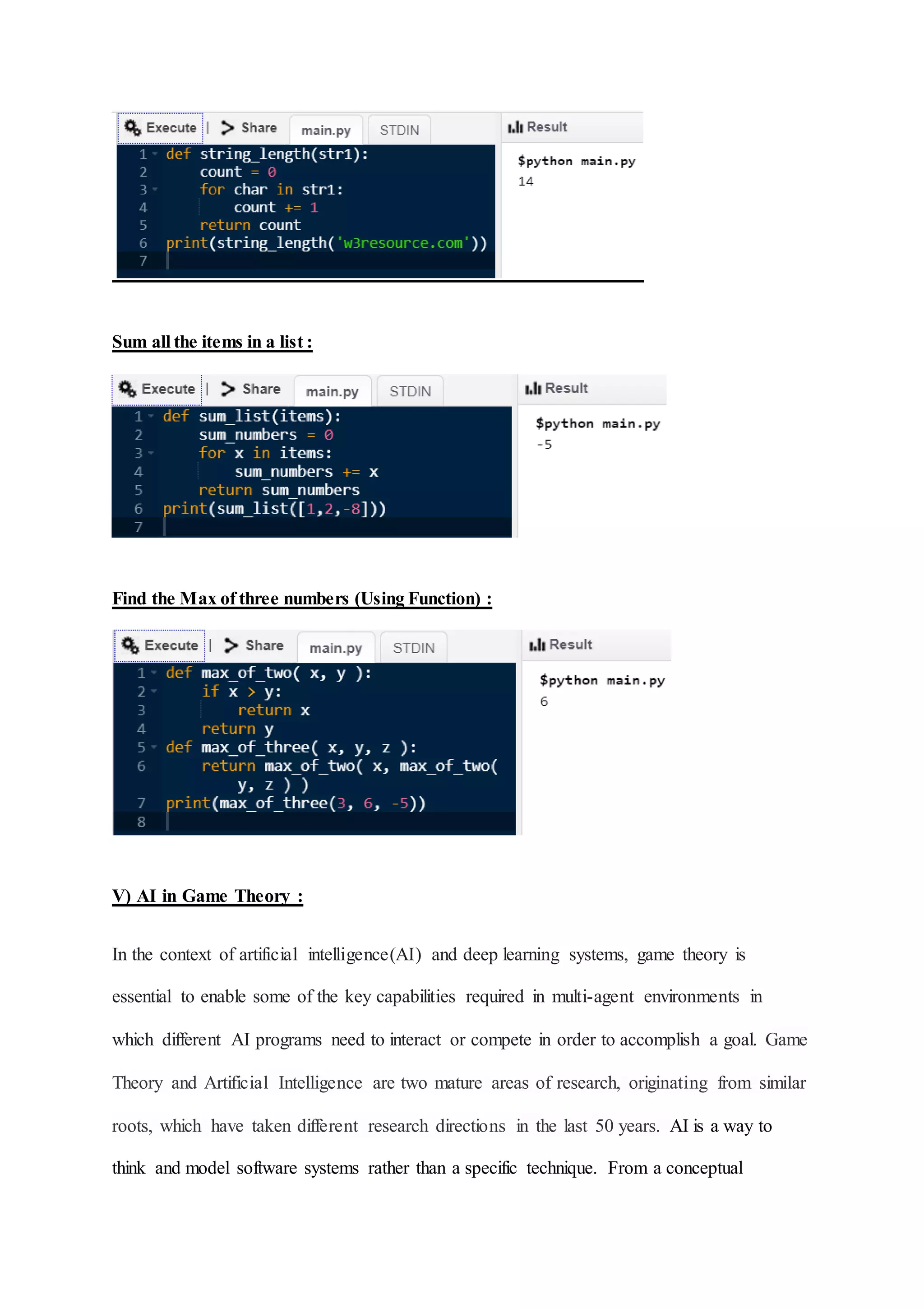 Artificial intelligence - python | DOCX | Programming Languages | Computing