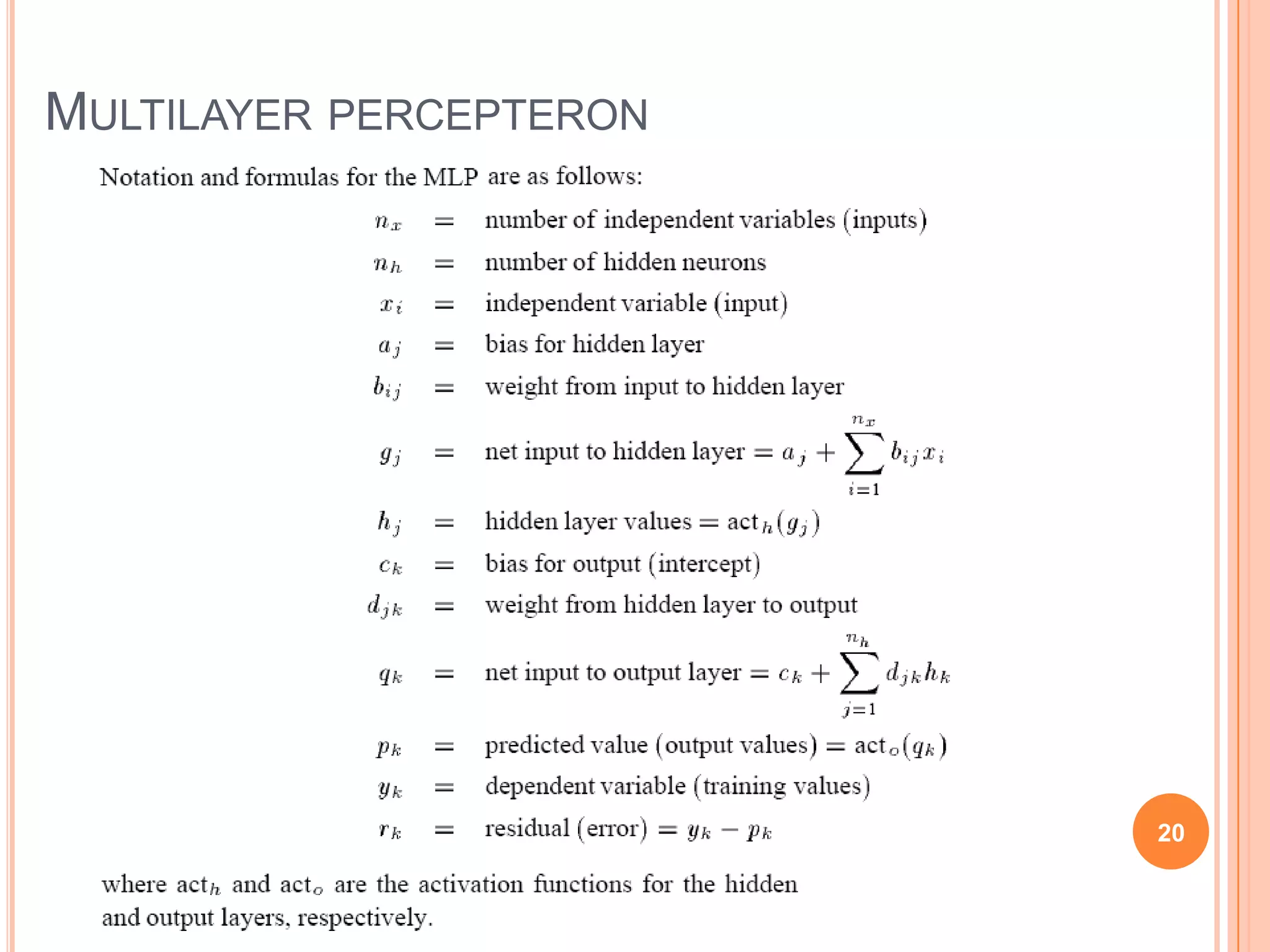 MULTILAYER PERCEPTERON

20

 