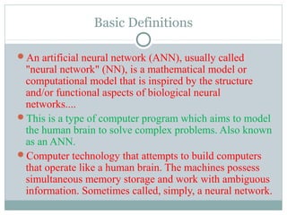 Artificial neural networks | PPT