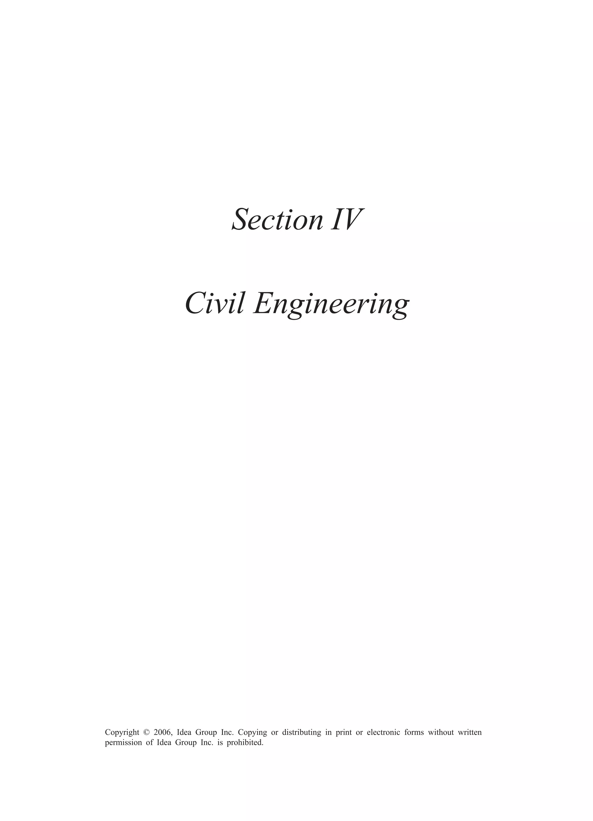 Variable Selection by Means of Genetic Algorithms 165 Copyright © 2006, Idea Group Inc. Copying or distributing in print or electronic forms without written permission of Idea Group Inc. is prohibited. Section IV Civil Engineering 