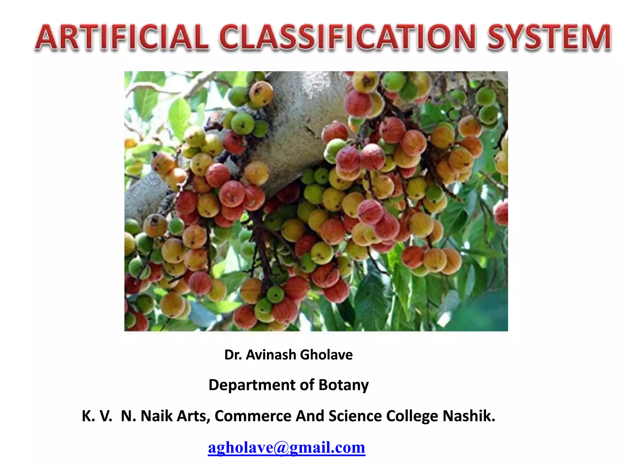 Artificial system of classification PPT