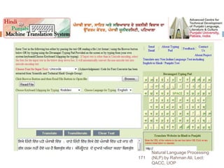 Natural Language Processing
(NLP) by Rahman Ali, Lect:
QACC, UOP
171
6
Septemb
er 2015
 