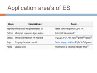 Application area’s of ES
 