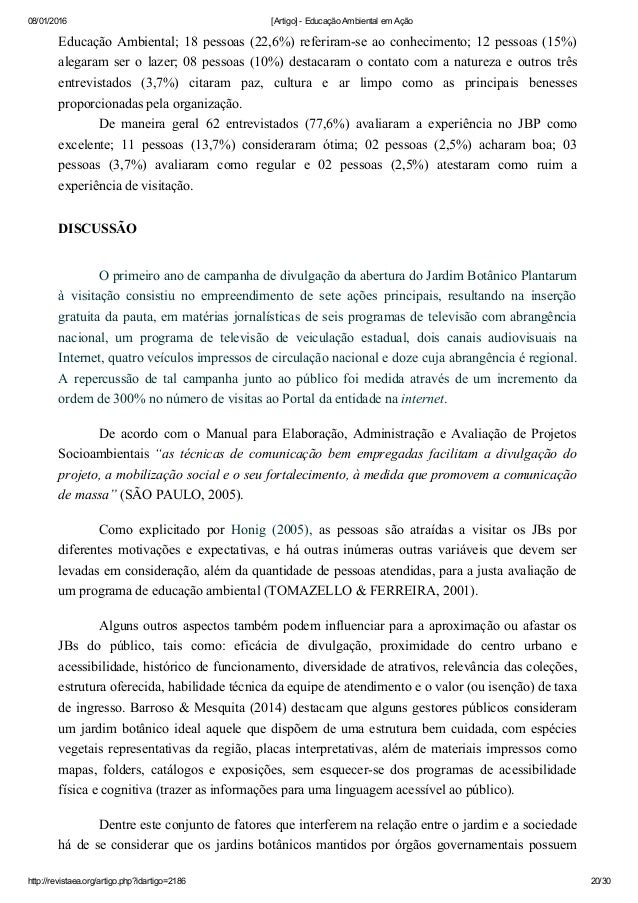 Educacao ambiental artigos