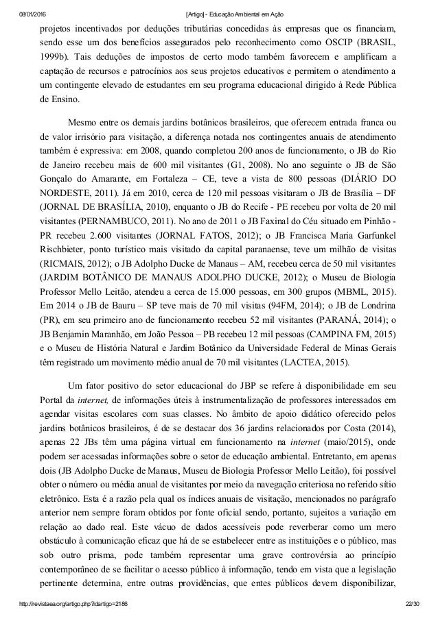 Educacao ambiental artigos