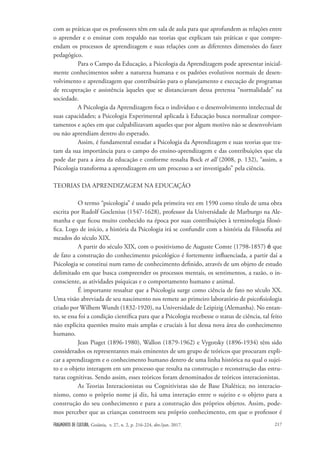 artigo sobre teorias da aprendizagem artigo sobre teorias da aprendizagem