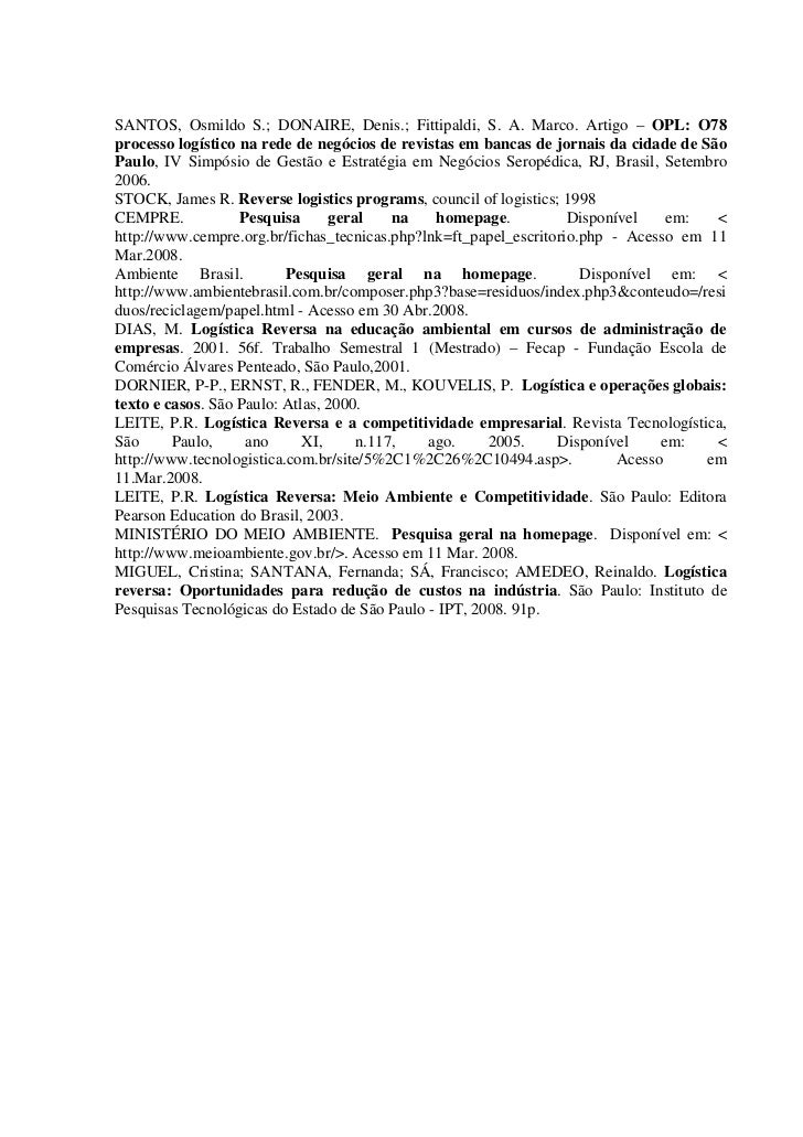Artigo logistica reversa