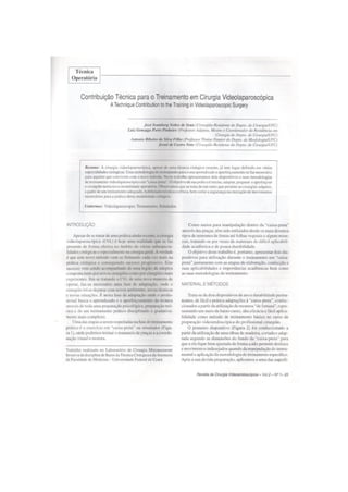 Contribuição Técnica para o Treinamento em Cirurgia Videolaparoscópica